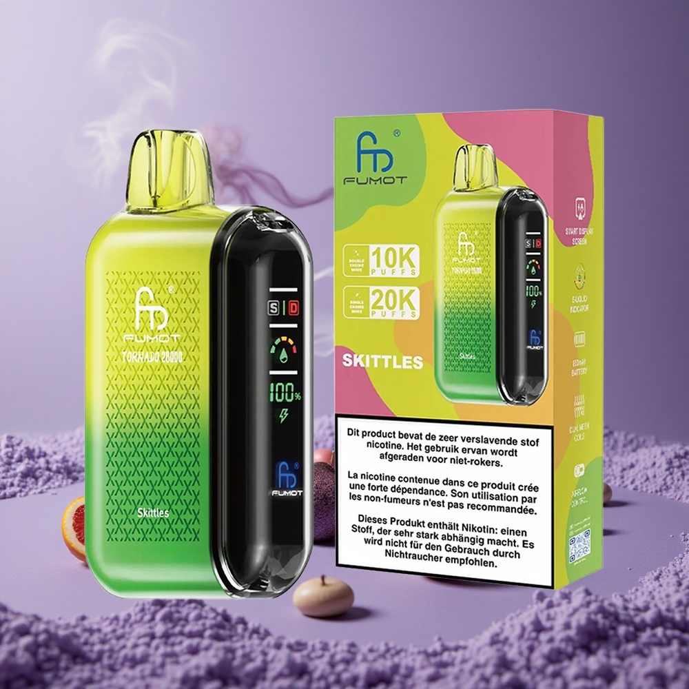 Fumot Tornado 20000 Puffs Skittles Kapasitas 20ml Baterai 850mAh