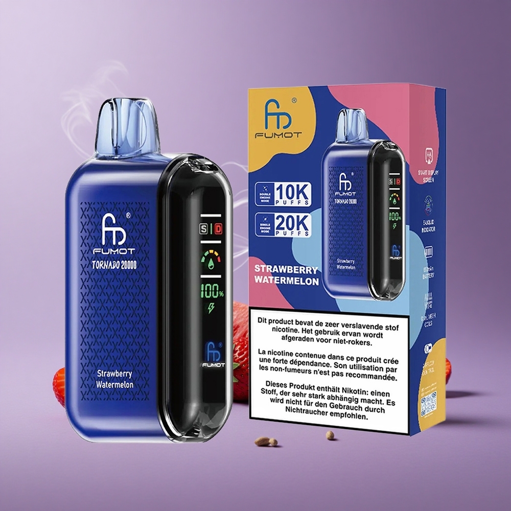 Fumot Tornado 20000 Puffs Stroberi Semangka Kapasitas 20ml Baterai 850mAh