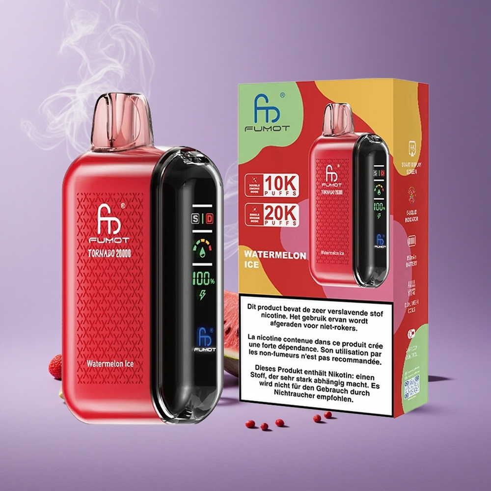 Fumot Tornado 20000 Puffs Watermelon Ice Kapasitas 20ml Baterai 850mAh