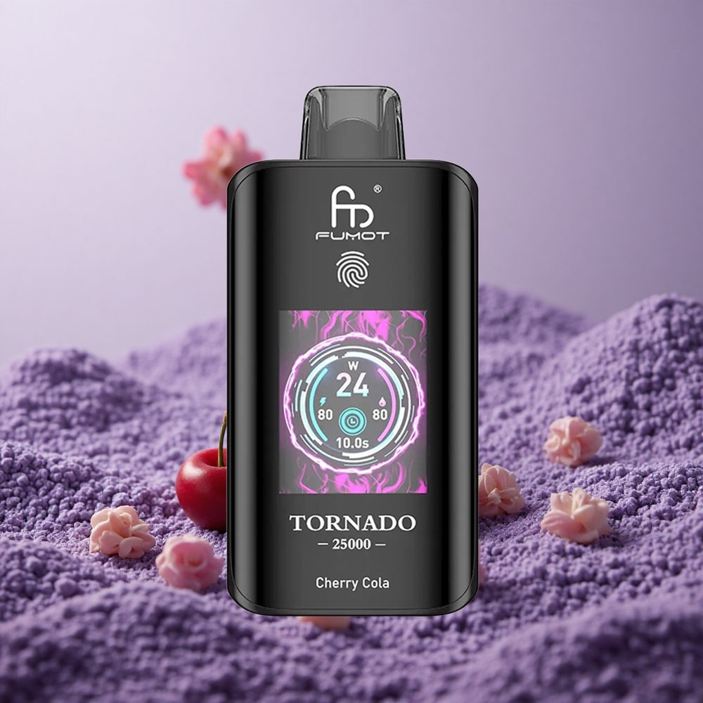 Fumot Tornado 25000 Puffs Cherry Cola Layar HD Baterai 700mAh