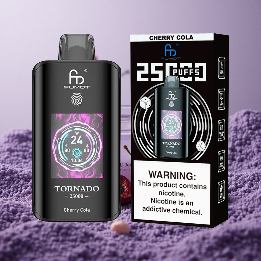 Fumot Tornado 25000 Puffs Cherry Cola Layar HD Baterai 700mAh