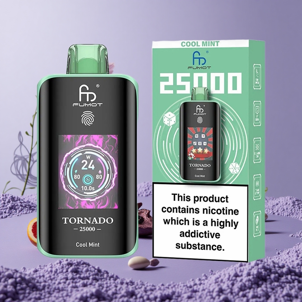 Fumot Tornado 25000 Puffs Cool Mint Layar HD Baterai Isi Ulang 700mAh
