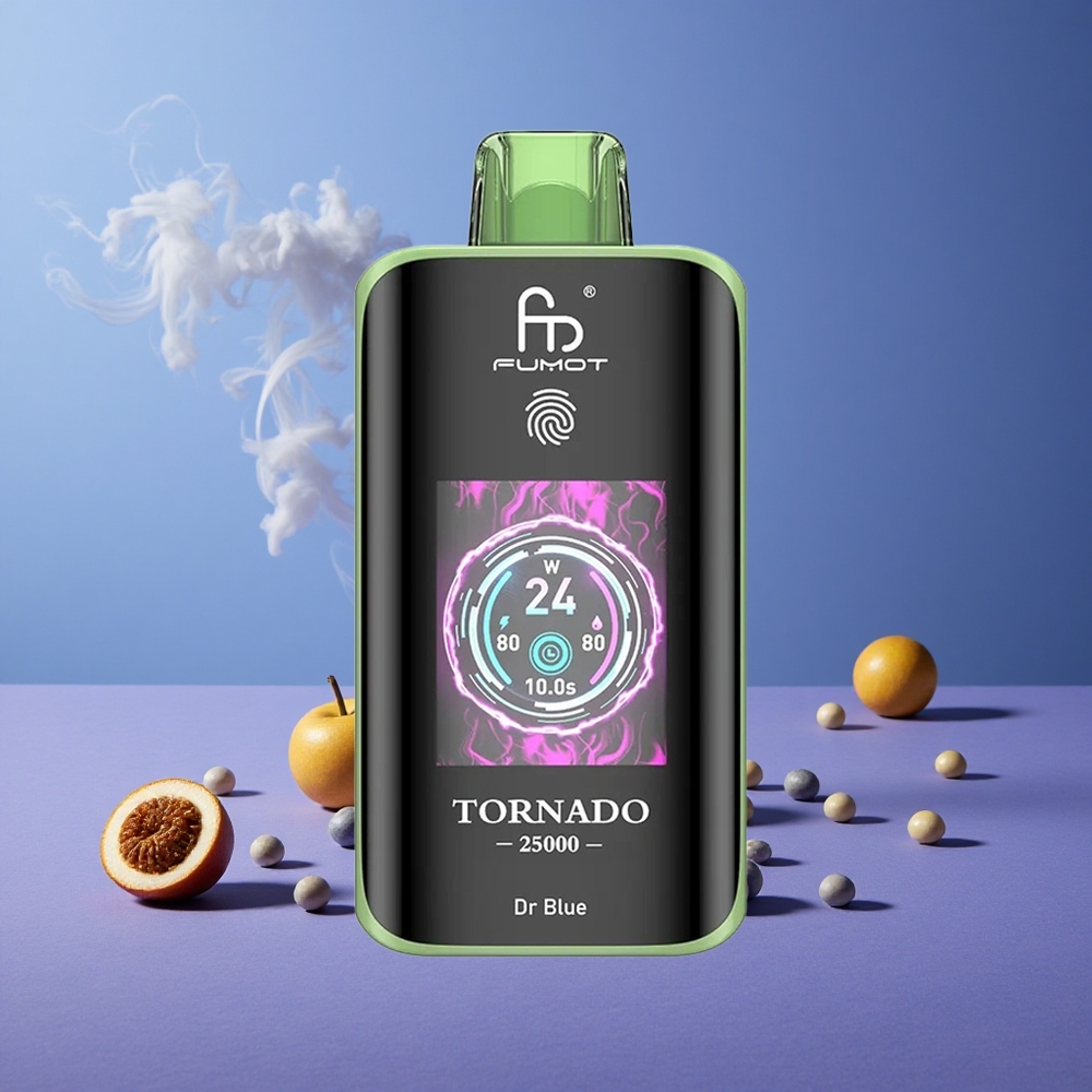 Fumot Tornado 25000 Puffs Dr Blue Baterai 700mAh Layar HD