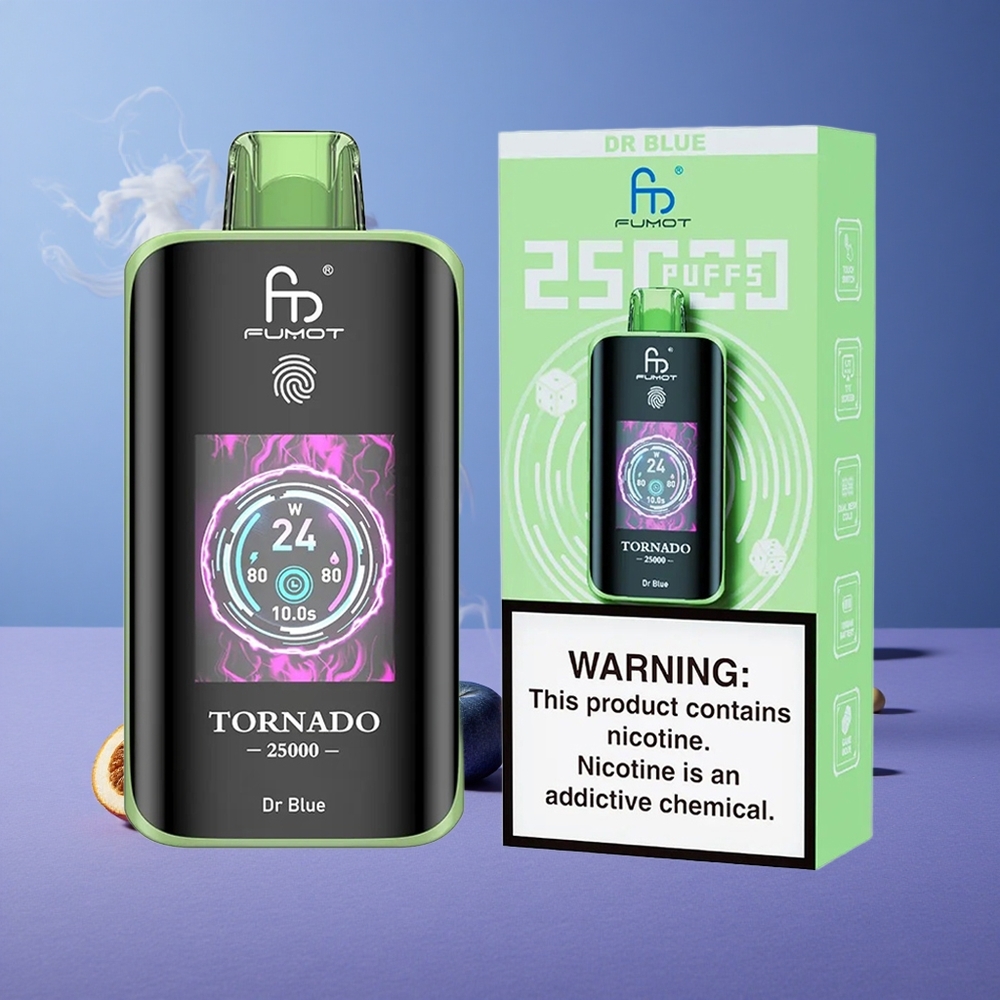 Fumot Tornado 25000 Puffs Dr Blue Baterai 700mAh Layar HD