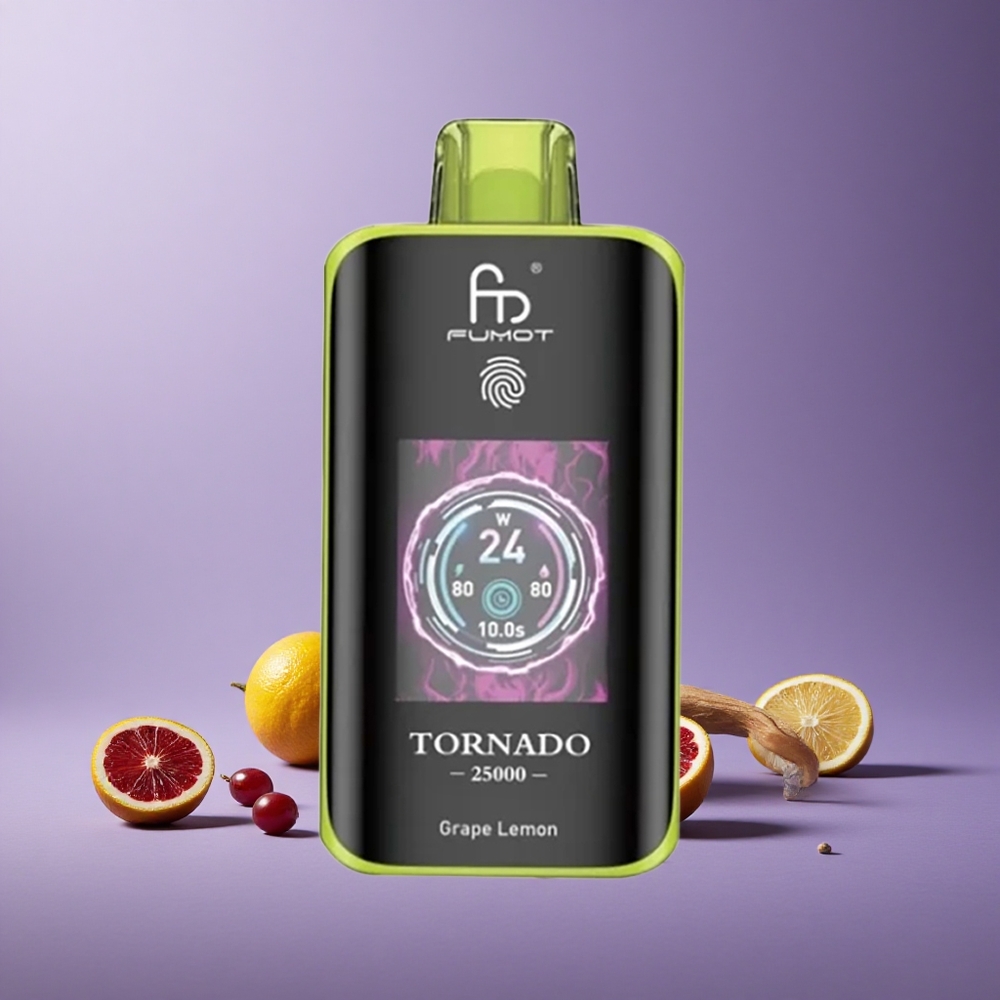 Fumot Tornado 25000 Puffs Grape Lemon Baterai 700mAh Tipe-C