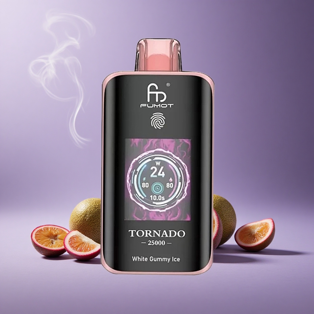 Fumot Tornado 25000 Puffs Kiwi Passion Fruit Guava Layar HD Baterai 700mAh