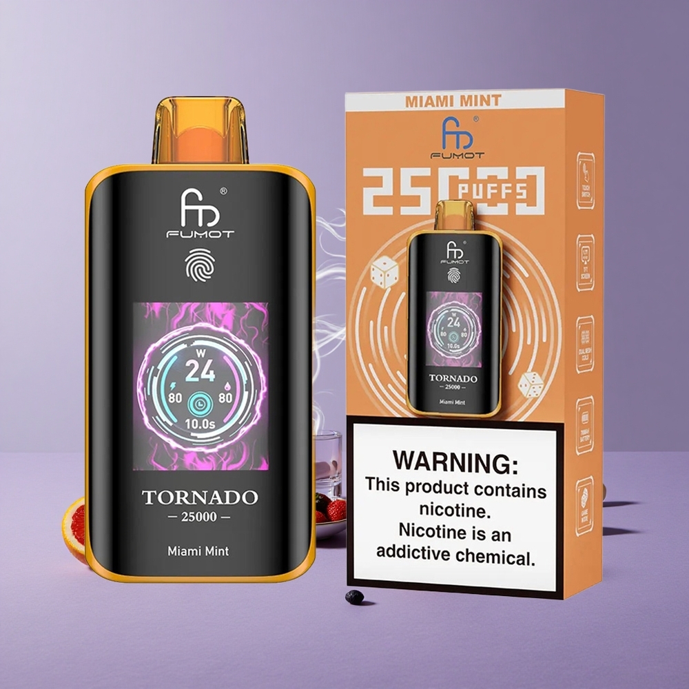 Fumot Tornado 25000 Puffs Miami Mint Baterai 700mAh Tipe-C
