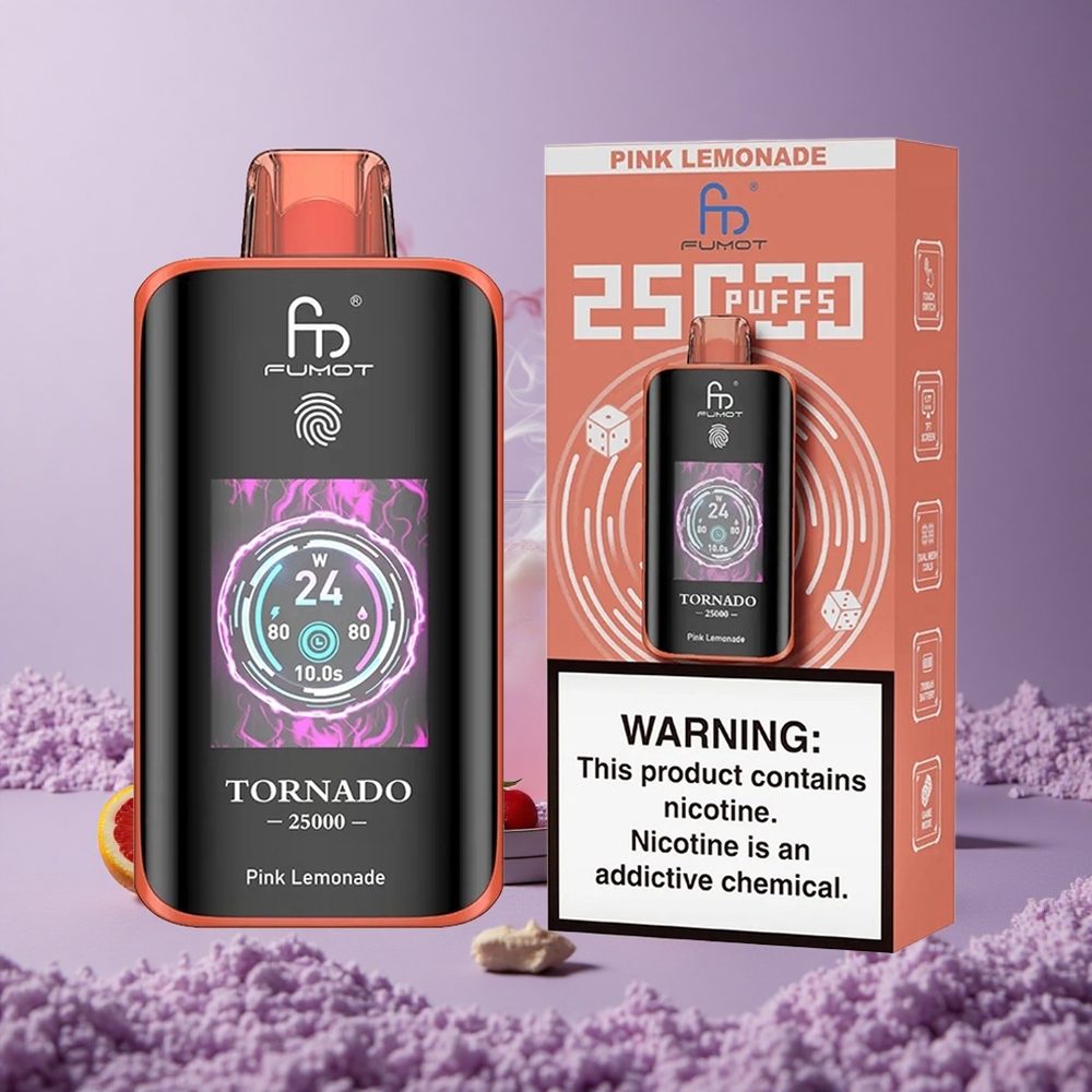 Fumot Tornado 25000 Puffs Pink Lemonade Baterai 700mAh Tipe-C
