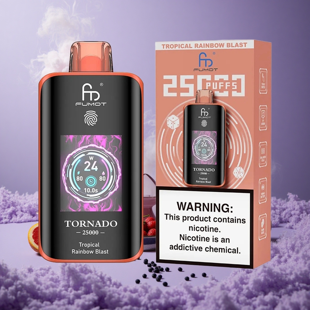 Fumot Tornado 25000 Puffs Tropical Rainbow Blast Baterai 700mAh Type-C