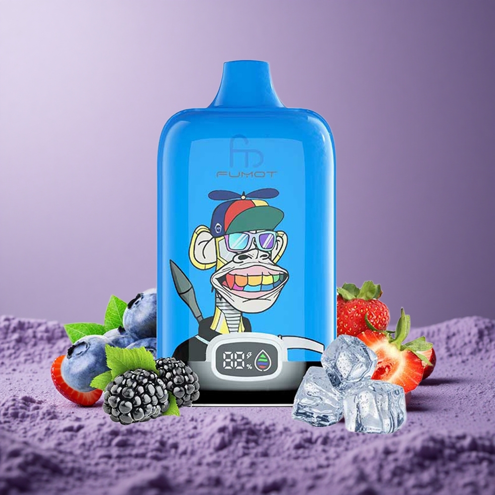 Fumot Tornado Digital Box 12000 Puffs Strawberry Grape Baterai 550mAh Isi 20ml