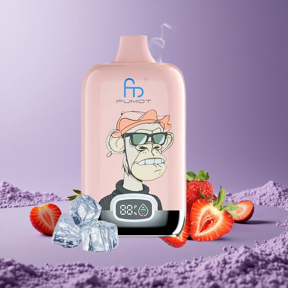 Fumot Tornado Digital Box 12000 Puffs Strawberry Ice 20ml Baterai 550mAh