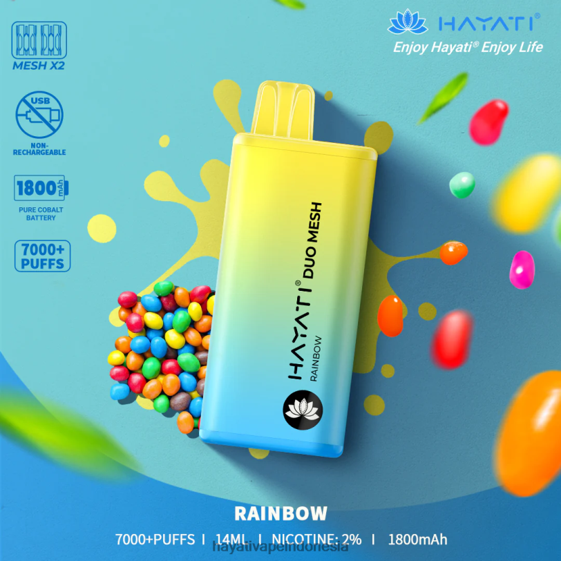 Hayati Duo Mesh sekali pakai Pelangi A84L8176 - Hayati Flavours Indonesia