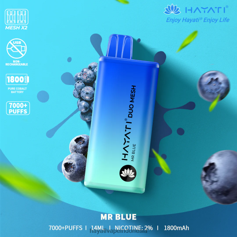 Hayati Duo Mesh sekali pakai Tuan biru A84L8174 - Hayati Vape Near Me