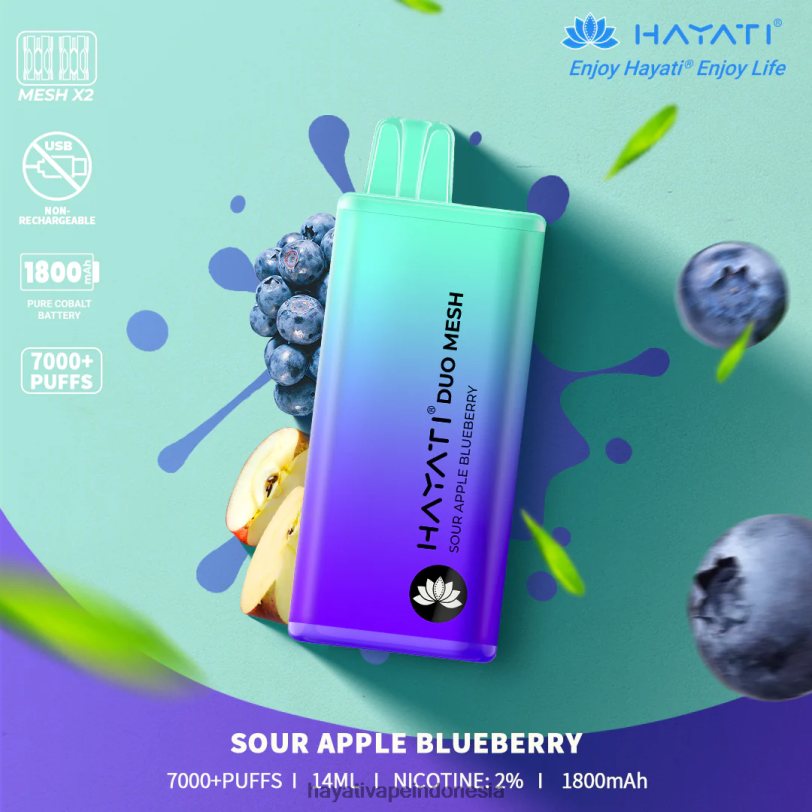 Hayati Duo Mesh sekali pakai blueberry apel asam A84L8188 - Hayati Flavour Vapes