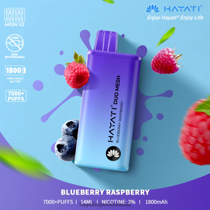Hayati Duo Mesh sekali pakai blueberry-raspberry A84L8167 - Hayati Flavour List
