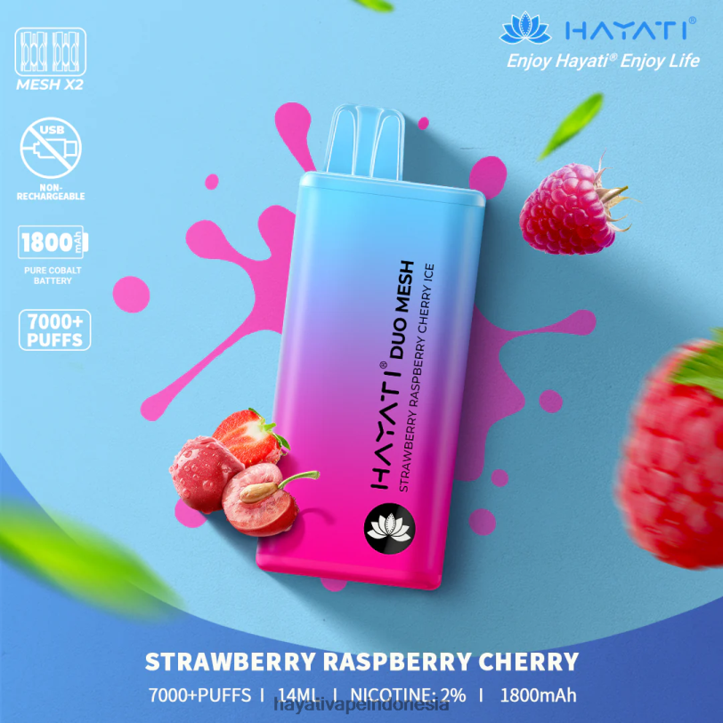 Hayati Duo Mesh sekali pakai es stroberi raspberry ceri A84L8182 - Hayati Jakarta