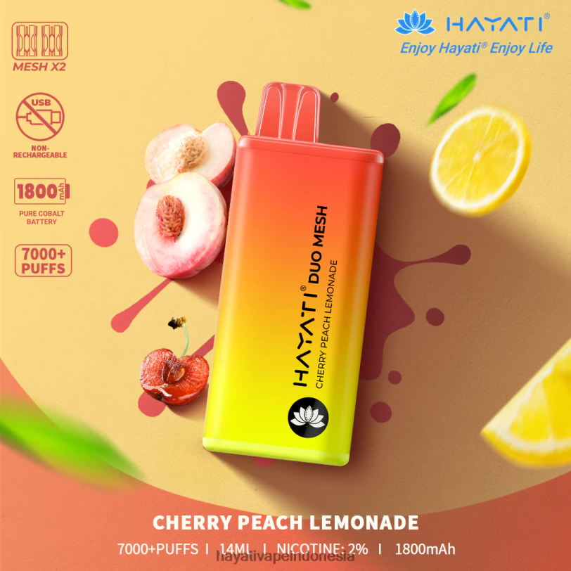 Hayati Duo Mesh sekali pakai limun ceri persik A84L8168 - Hayati Flavour Vapes