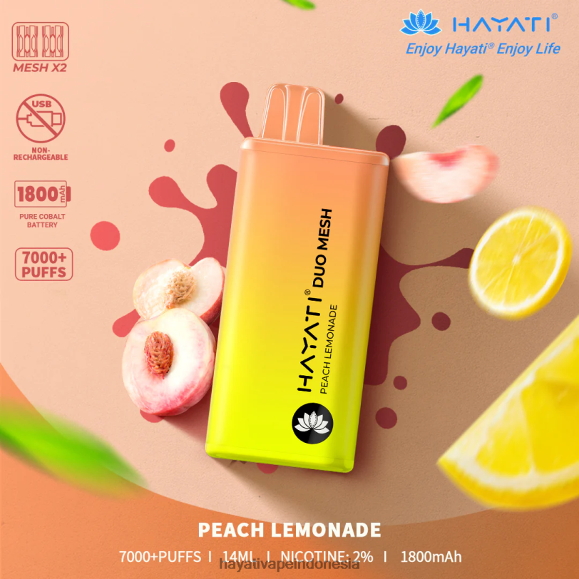 Hayati Duo Mesh sekali pakai limun persik A84L8175 - Hayati Vape Review