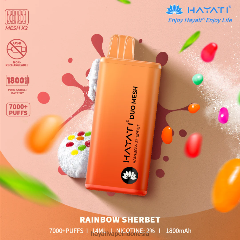 Hayati Duo Mesh sekali pakai serbat pelangi A84L8177 - Hayati Flavour List