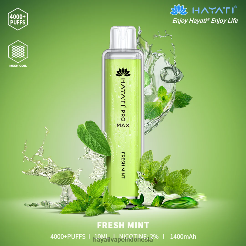Hayati Pro Max sekali pakai Mint segar A84L8104 - Hayati Vape Near Me
