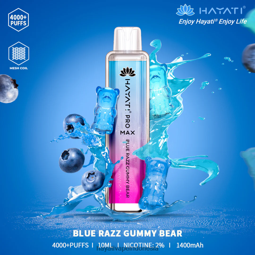Hayati Pro Max sekali pakai beruang bergetah razz biru A84L8129 - Hayati Vapes Wholesale