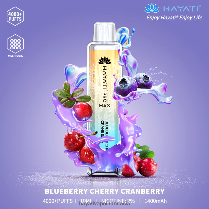 Hayati Pro Max sekali pakai cranberry ceri blueberry A84L897 - Hayati Flavour List