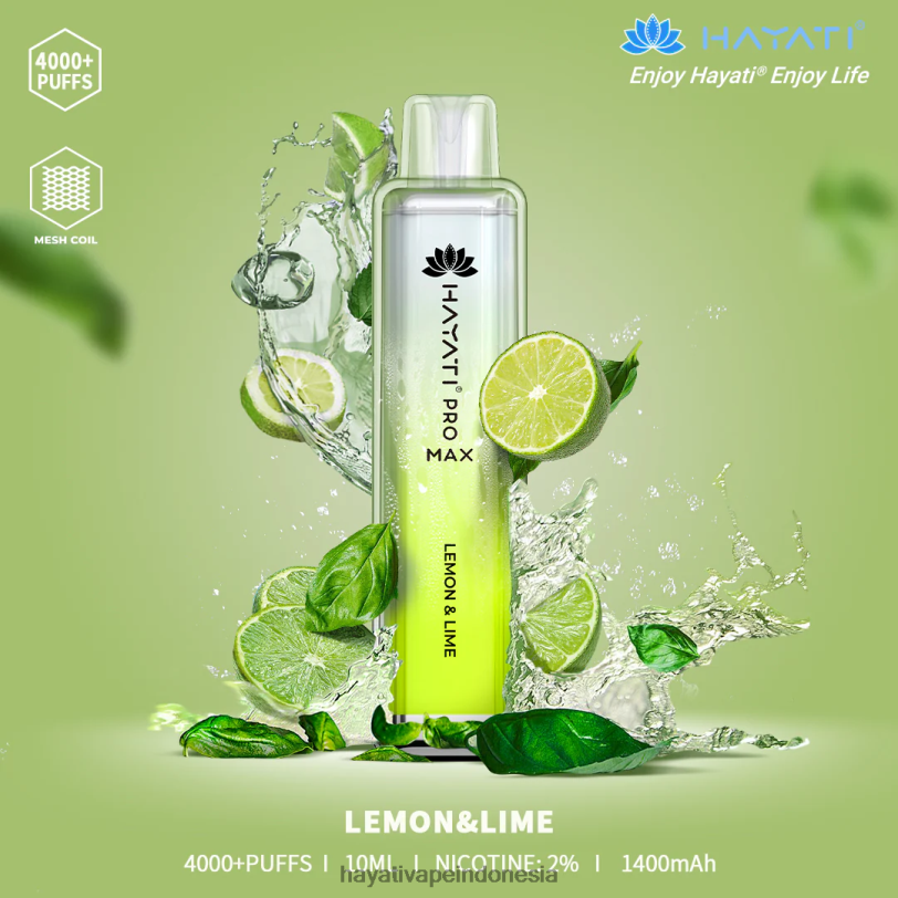 Hayati Pro Max sekali pakai lemon & jeruk nipis A84L8109 - Hayati Vapes Wholesale