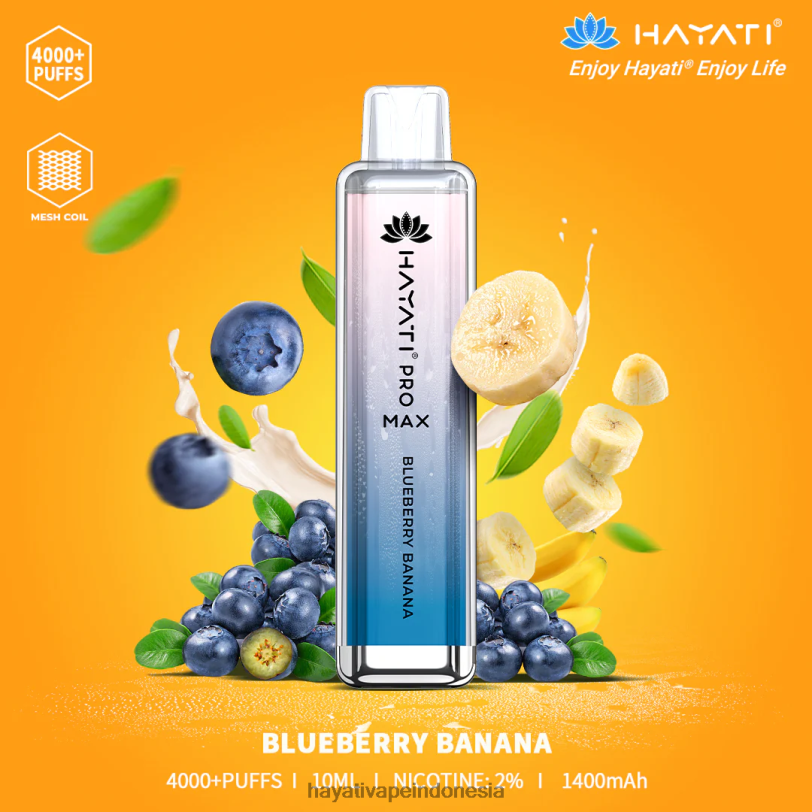 Hayati Pro Max sekali pakai pisang blueberry A84L8138 - Hayati Flavour Vapes