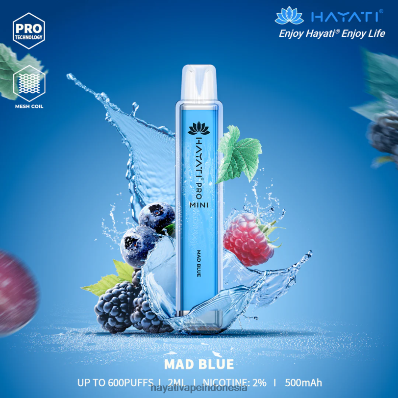 Hayati Pro Mini sekali pakai biru gila A84L815 - Hayati Vape Review