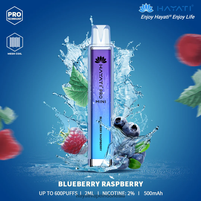 Hayati Pro Mini sekali pakai blueberry-raspberry A84L86 - Hayati Flavours Indonesia