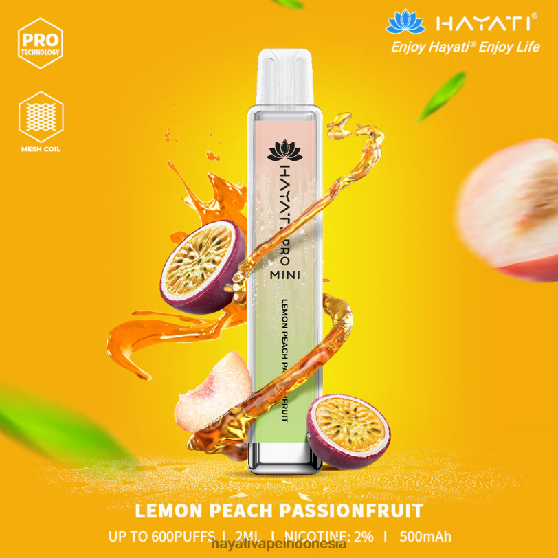 Hayati Pro Mini sekali pakai buah markisa lemon persik A84L828 - Hayati Flavour Vapes