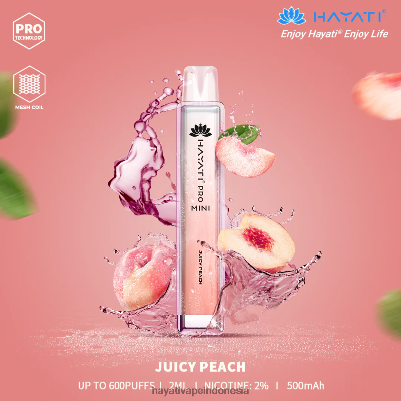 Hayati Pro Mini sekali pakai buah persik yang berair A84L812 - Hayati Jakarta