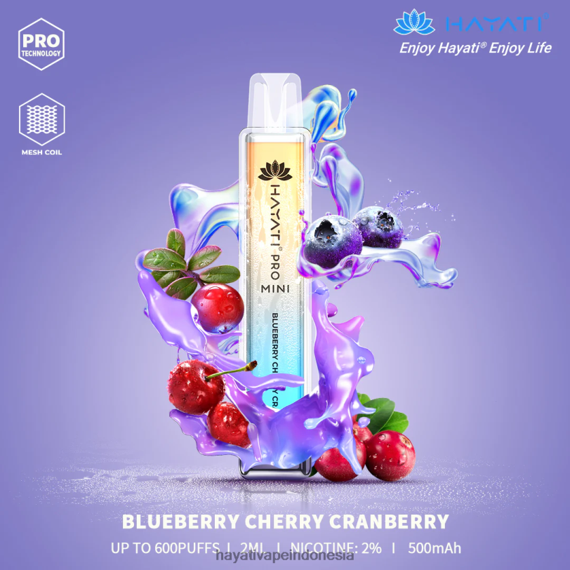 Hayati Pro Mini sekali pakai cranberry ceri blueberry A84L85 - Hayati Vape Review