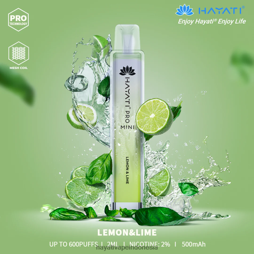 Hayati Pro Mini sekali pakai lemon & jeruk nipis A84L814 - Hayati Vape Near Me