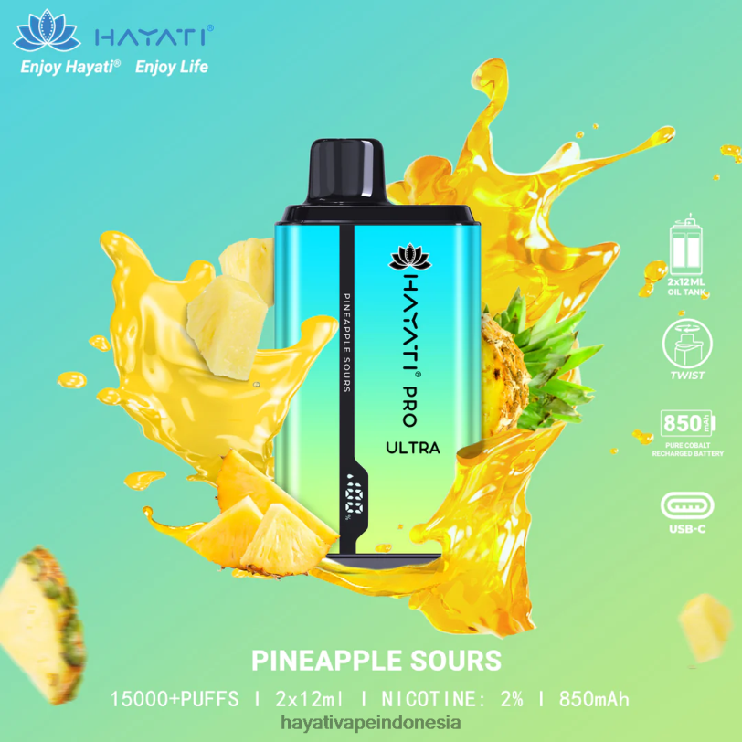 Hayati Pro Ultra sekali pakai 15.000 isapan asam nanas A84L8223 - Hayati Vape Indonesia