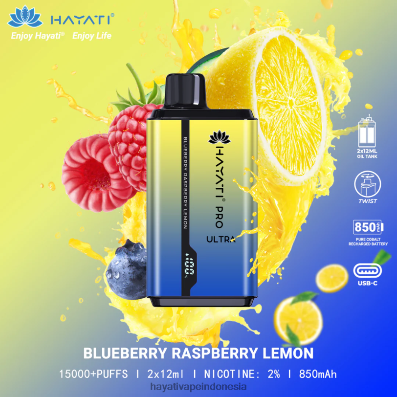 Hayati Pro Ultra sekali pakai 15.000 isapan blueberry raspberi lemon A84L8197 - Hayati Flavour List