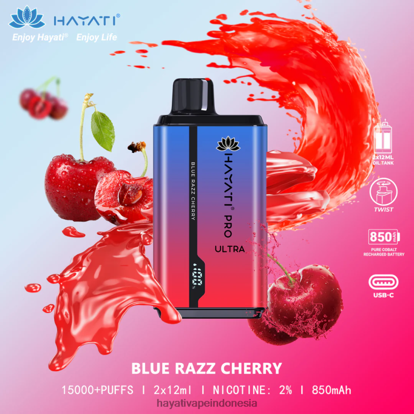 Hayati Pro Ultra sekali pakai 15.000 isapan ceri razz biru A84L8193 - Hayati Vape Indonesia