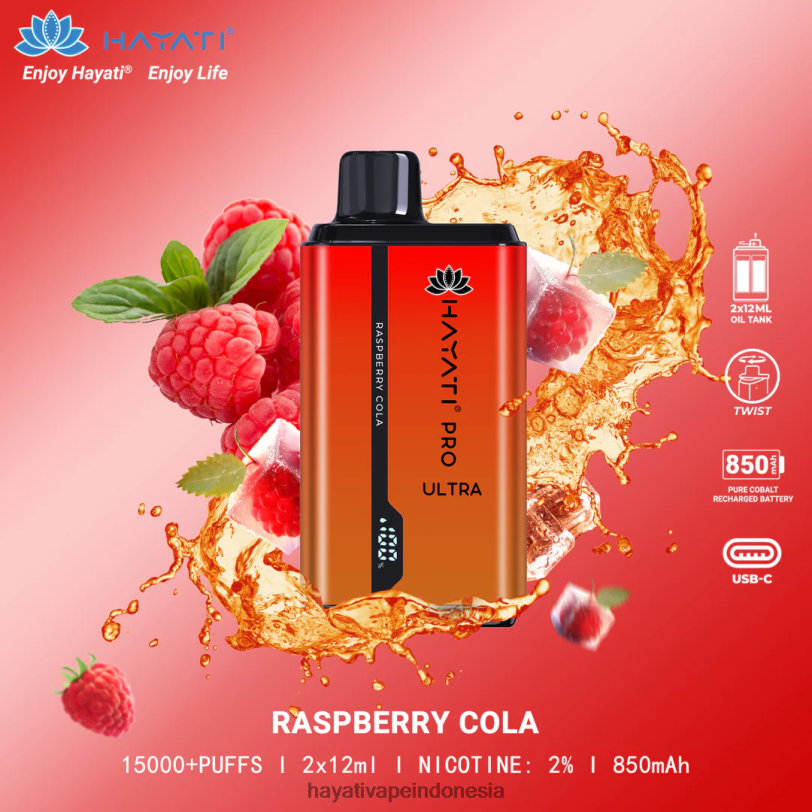 Hayati Pro Ultra sekali pakai 15.000 isapan raspberi cola A84L8210 - Hayati Store Indonesia