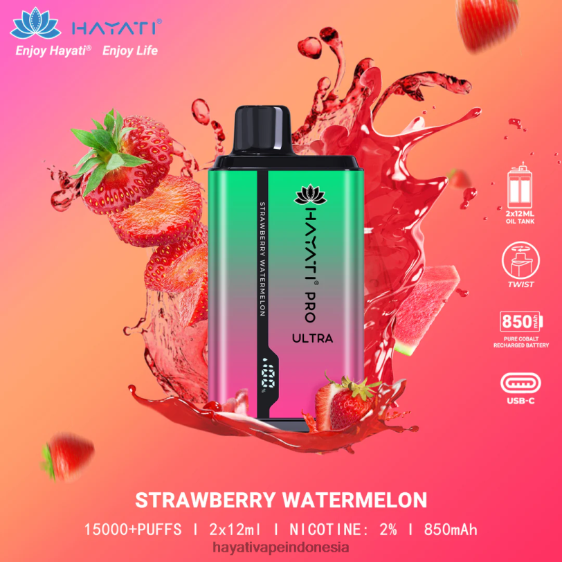 Hayati Pro Ultra sekali pakai 15.000 isapan semangka stroberi A84L8211 - Hayati Indonesia