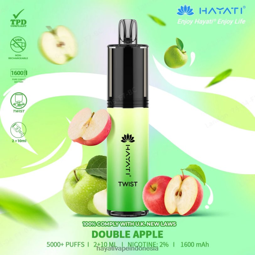Hayati Twist sekali pakai apel ganda A84L868 - Hayati Flavour Vapes