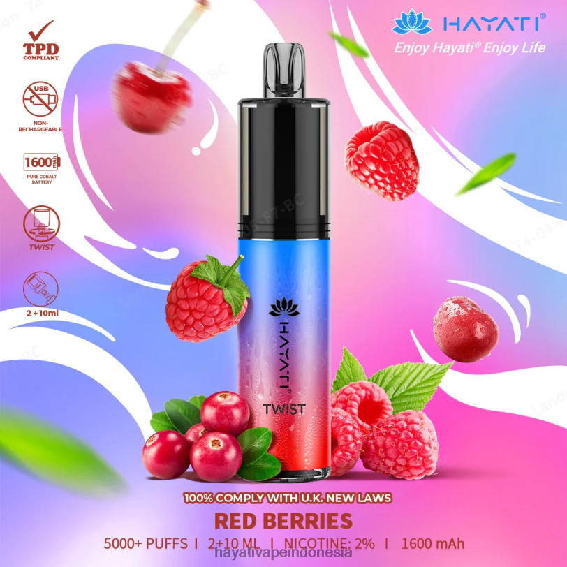 Hayati Twist sekali pakai beri merah A84L879 - Hayati Vapes Wholesale