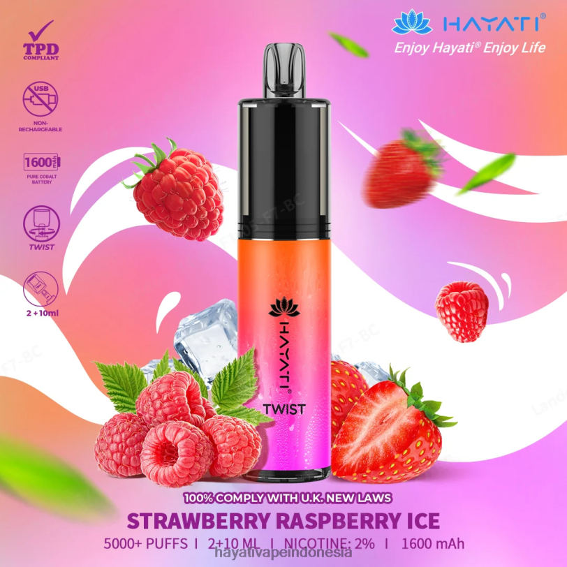 Hayati Twist sekali pakai es rasberi stroberi A84L885 - Hayati Vape Review