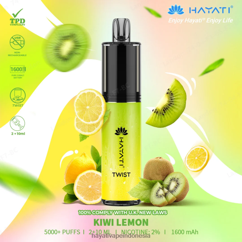 Hayati Twist sekali pakai lemon kiwi A84L873 - Hayati Vape Indonesia