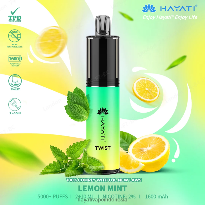 Hayati Twist sekali pakai lemon mint A84L876 - Hayati Flavours Indonesia