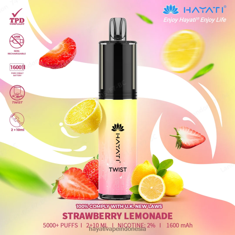 Hayati Twist sekali pakai lemon stroberi A84L884 - Hayati Vape Near Me