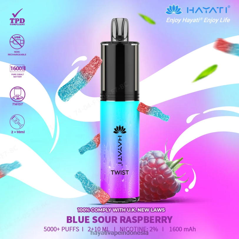 Hayati Twist sekali pakai raspberry asam biru A84L865 - Hayati Vape Review
