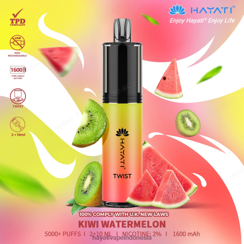 Hayati Twist sekali pakai semangka kiwi A84L874 - Hayati Vape Near Me