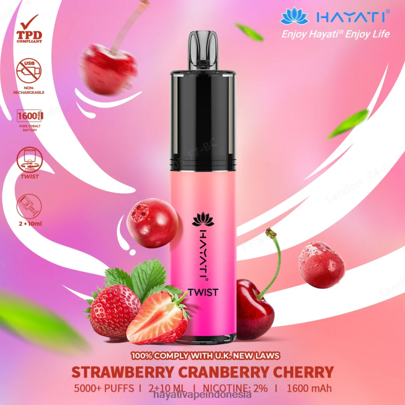 Hayati Twist sekali pakai stroberi cranberry ceri A84L881 - Hayati Indonesia