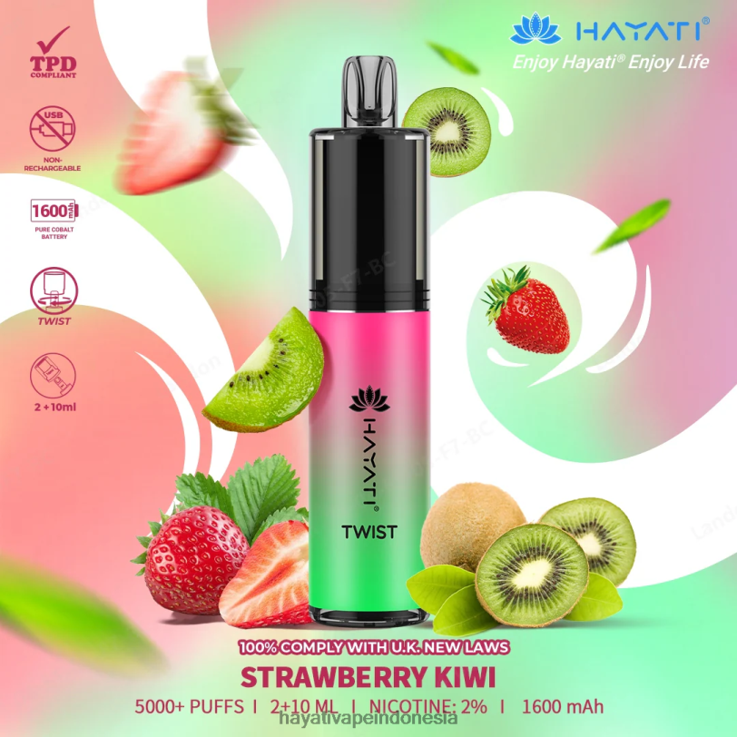 Hayati Twist sekali pakai stroberi kiwi A84L883 - Hayati Vape Indonesia