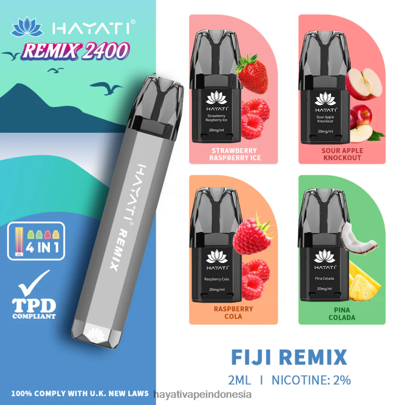 Hayati Remix sistem pod yang telah diisi sebelumnya 2400 isapan fiji remix A84L853 - Hayati Vape Indonesia